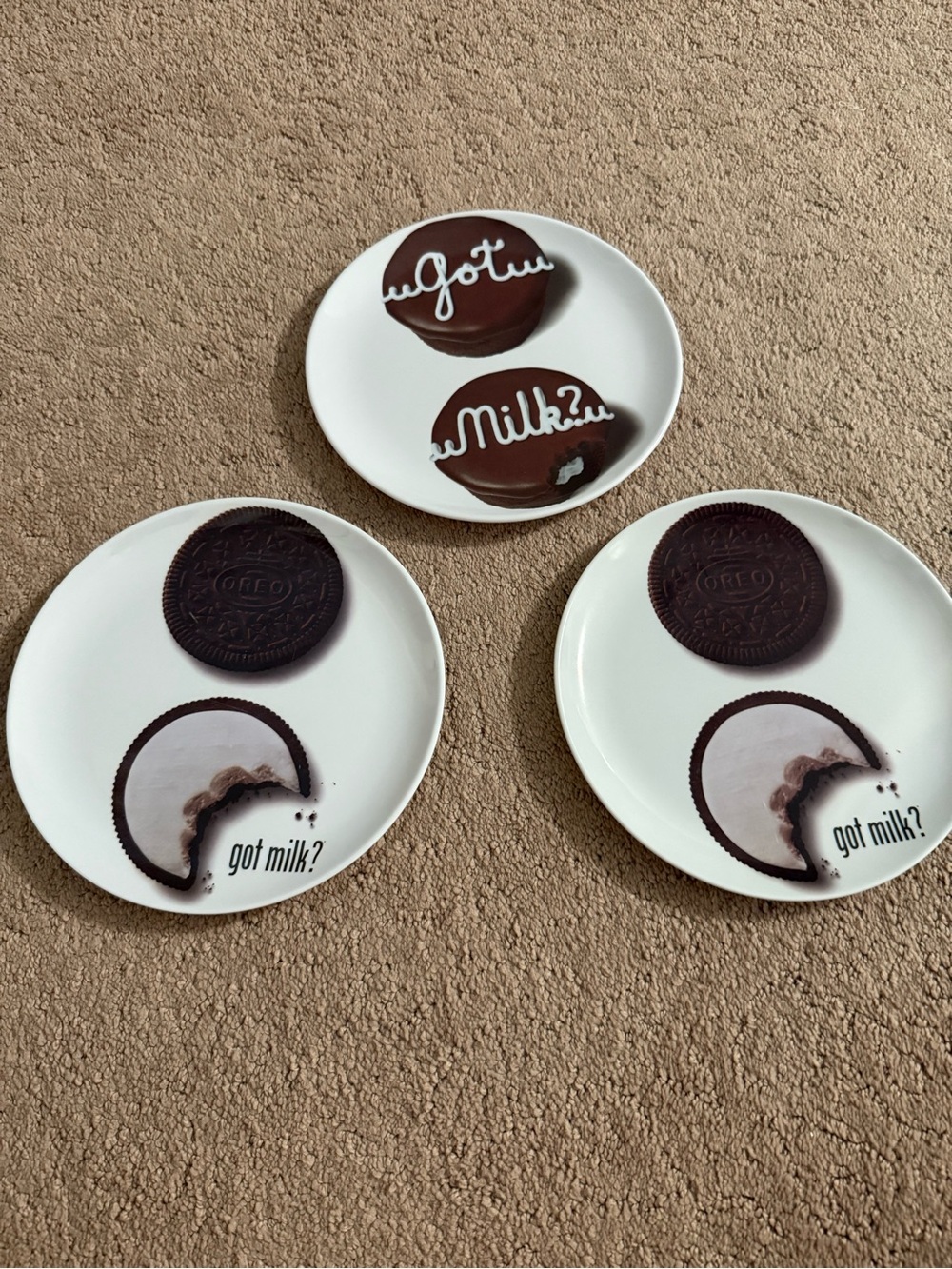 At Home International | Set of 3 Got Milk? Dessert Plates | Vintage 90s